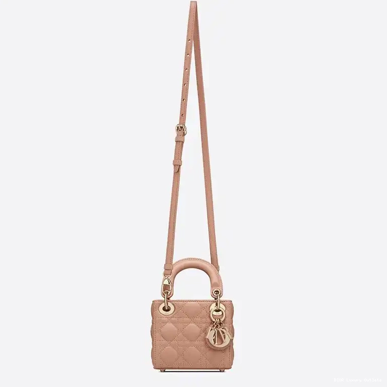 Cheap Lambskin Cannage Bag Lady Dior Apricot Micro 0505 Luxury
